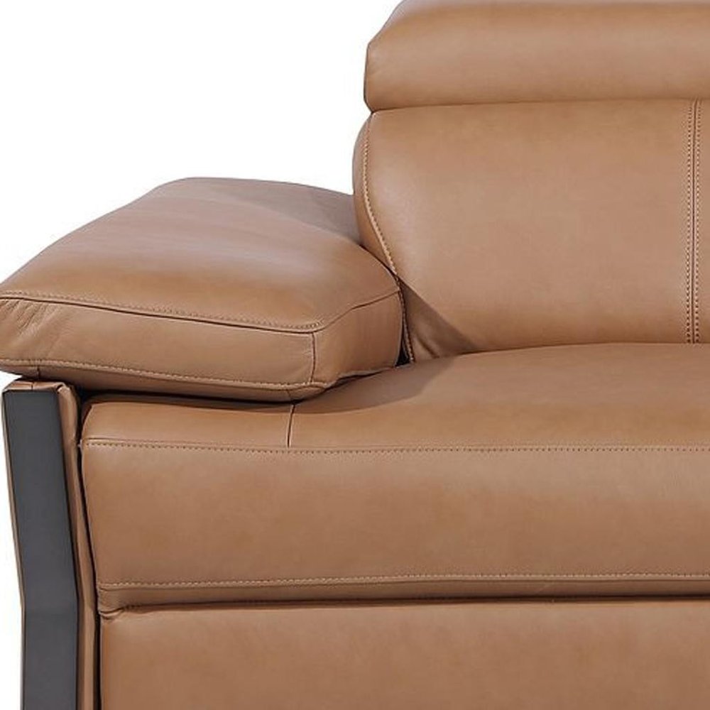 77" Chestnut and Black Italian Leather Power Reclining Loveseat