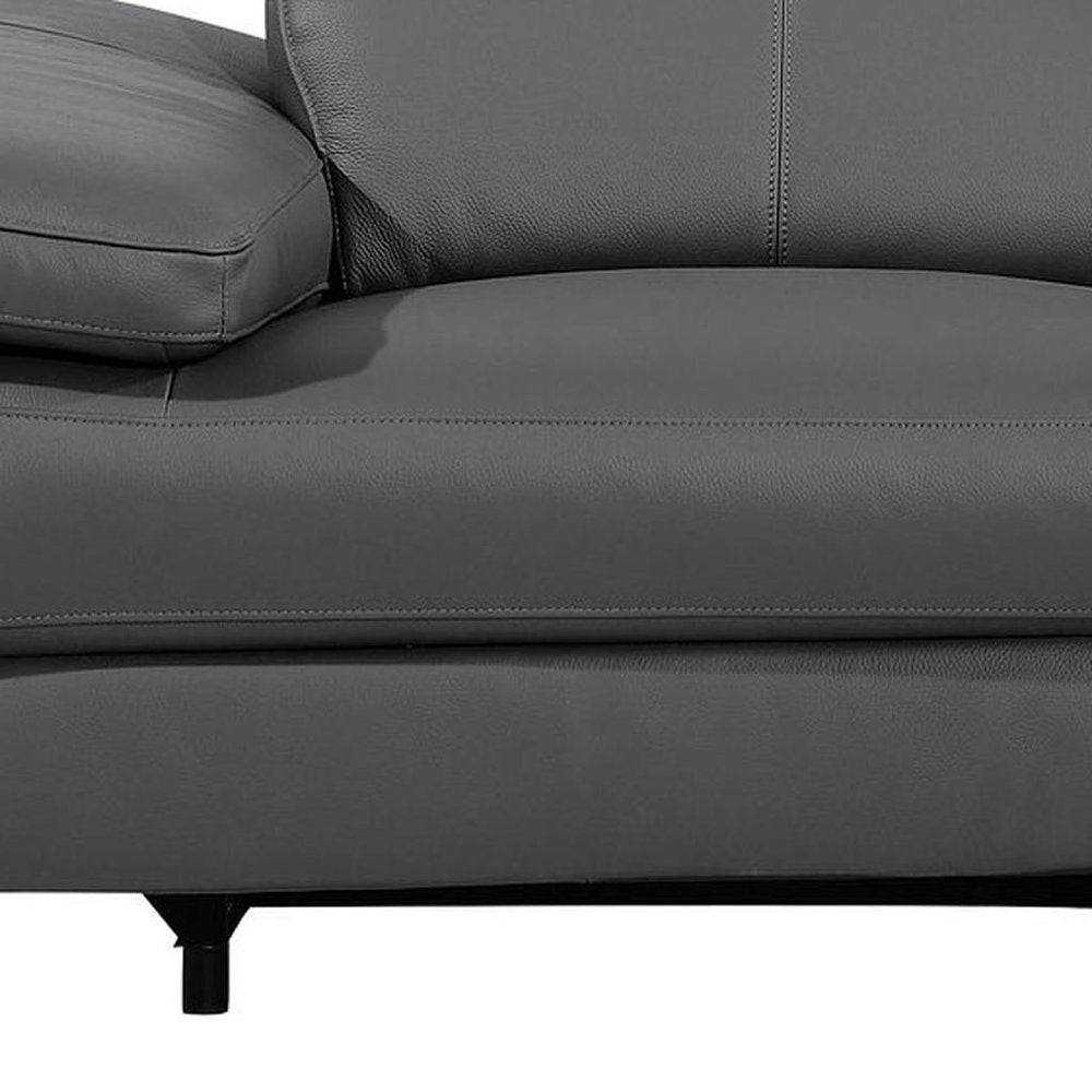 77" Dark Gray and Black Italian Leather Power Reclining Loveseat