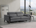 77" Dark Gray and Black Italian Leather Power Reclining Loveseat