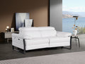 77" White and Black Italian Leather Power Reclining Loveseat