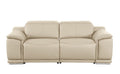 76" Cream and Silver Italian Leather Power Reclining Loveseat