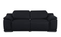 76" Black and Silver Italian Leather Power Reclining Loveseat