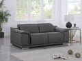 76" Dark Gray and Silver Italian Leather Power Reclining Loveseat