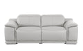 76" Light Gray and Silver Italian Leather Power Reclining Loveseat