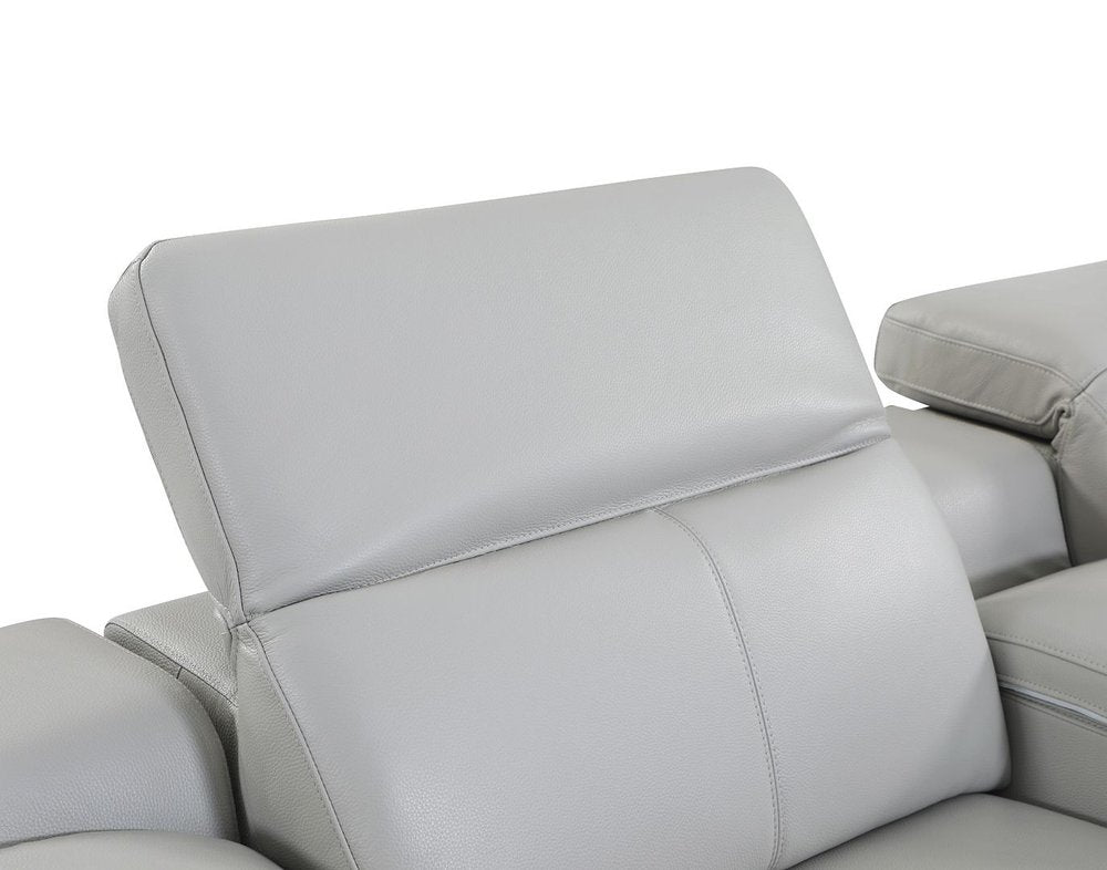 76" Light Gray and Silver Italian Leather Power Reclining Loveseat