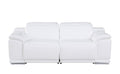 76" White and Silver Italian Leather Power Reclining Loveseat
