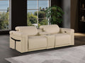 86" Cream and Black Italian Leather Power Reclining Loveseat With Storage