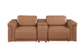 86" Chestnut and Black Italian Leather Power Reclining Loveseat With Storage