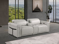 86" Light Gray and Black Italian Leather Power Reclining Loveseat With Storage