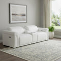 86" White and Black Italian Leather Power Reclining Loveseat With Storage