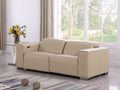 80" Cream and Brown Leather Power Reclining Loveseat