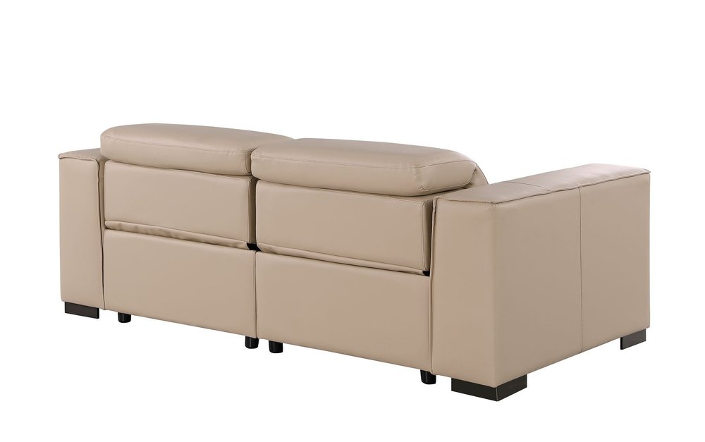 80" Cream and Brown Leather Power Reclining Loveseat
