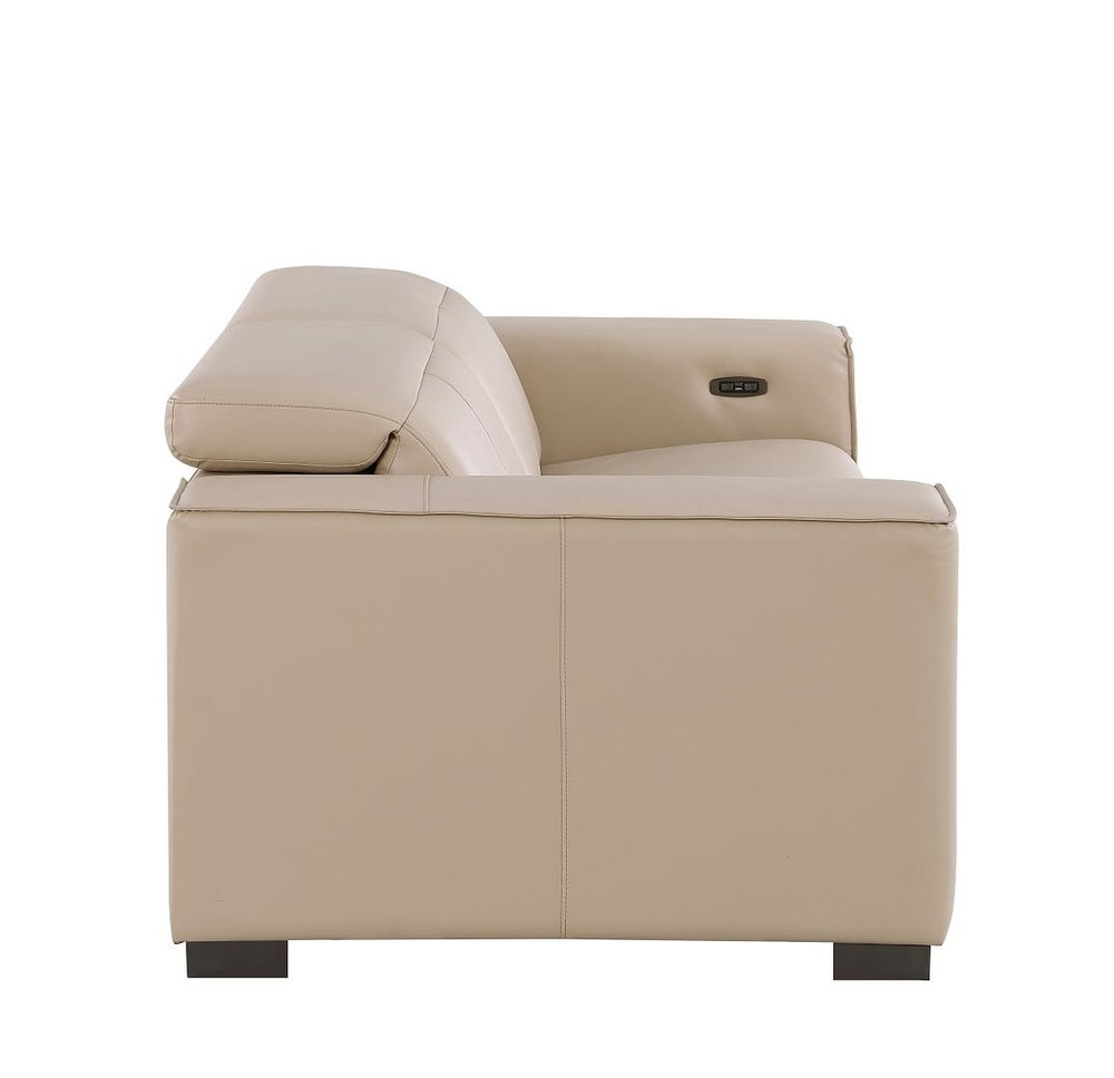 80" Cream and Brown Leather Power Reclining Loveseat