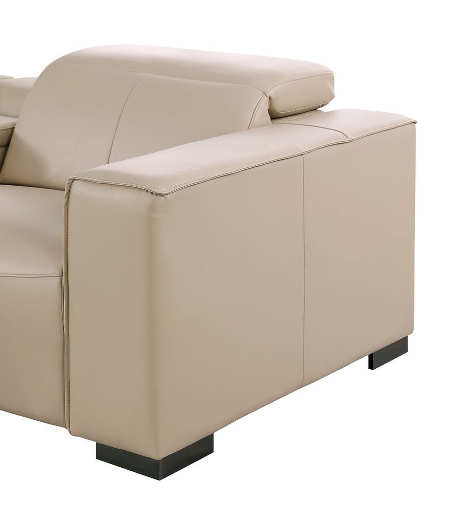 80" Cream and Brown Leather Power Reclining Loveseat