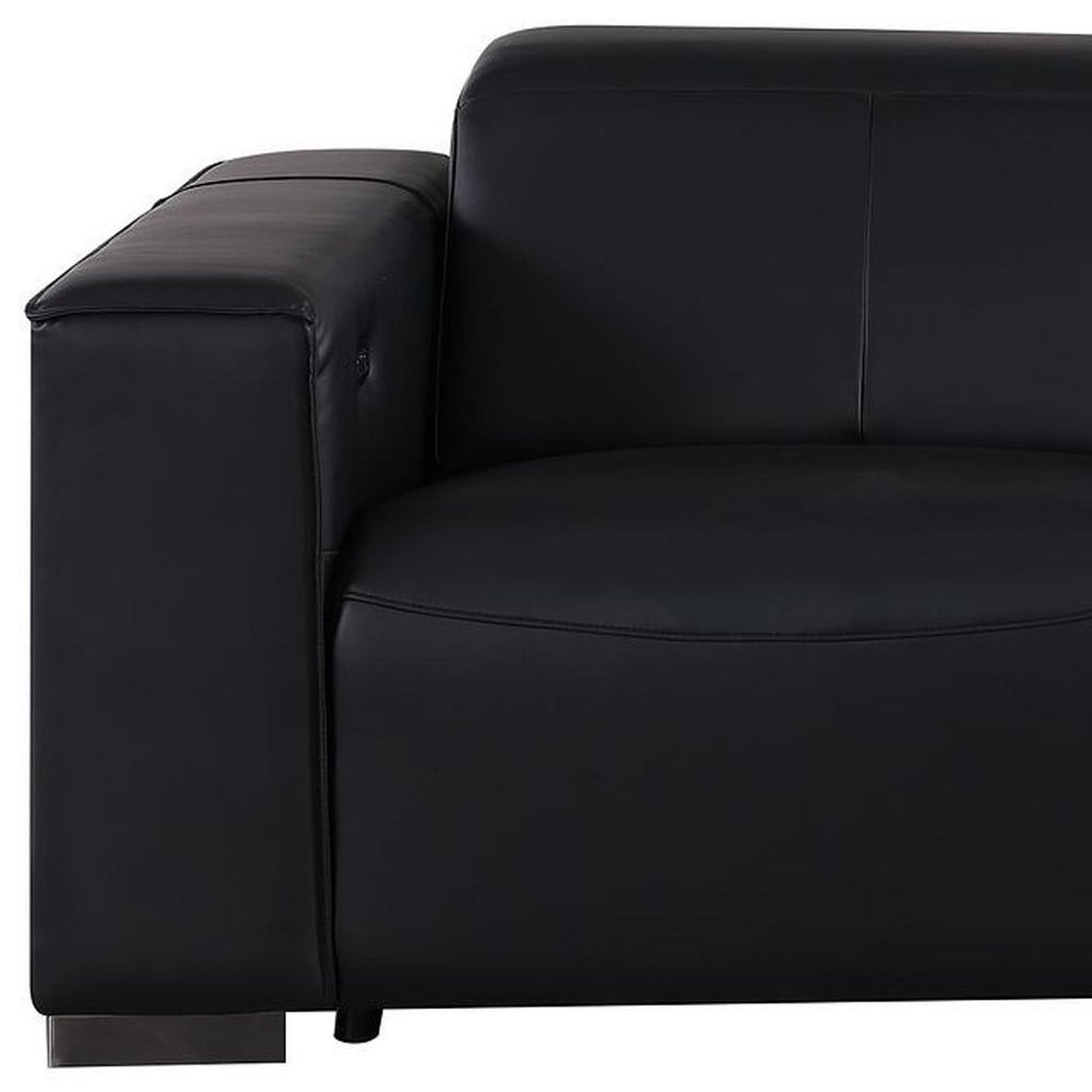 80" Black and Brown Leather Power Reclining Loveseat
