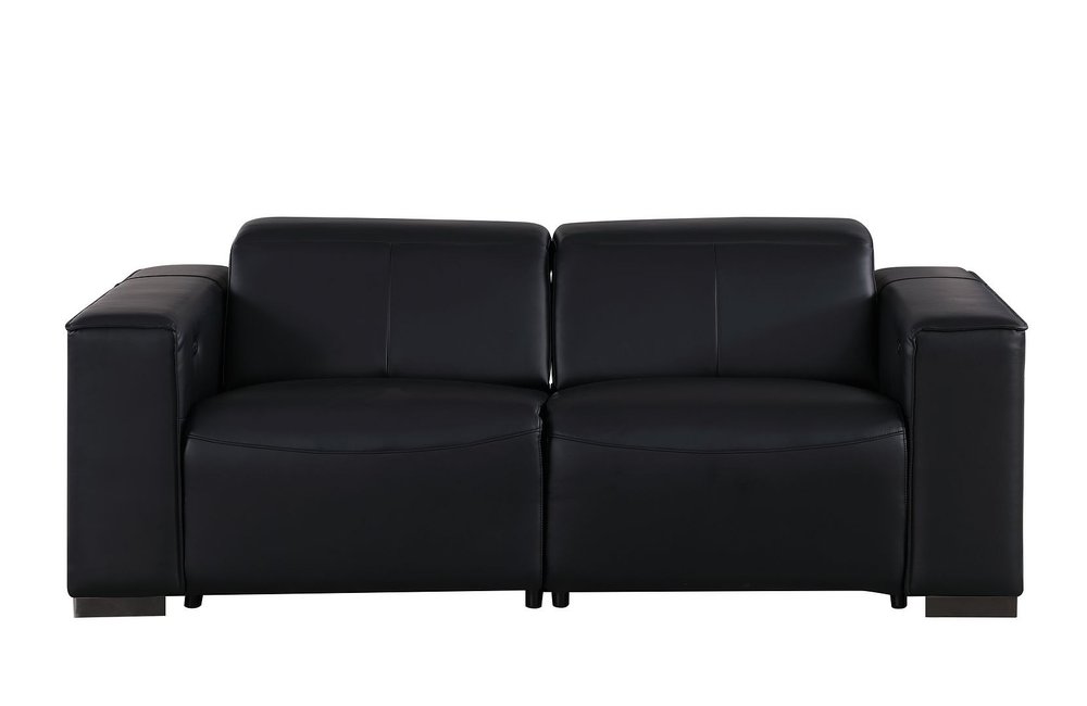 80" Black and Brown Leather Power Reclining Loveseat