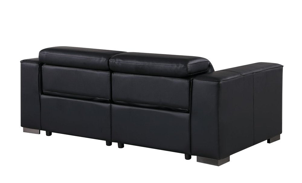 80" Black and Brown Leather Power Reclining Loveseat