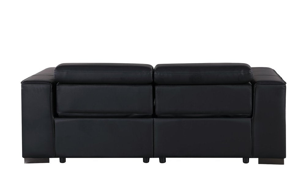 80" Black and Brown Leather Power Reclining Loveseat