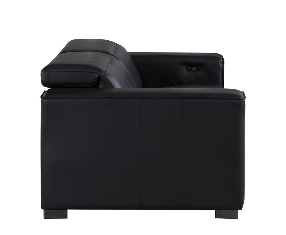 80" Black and Brown Leather Power Reclining Loveseat