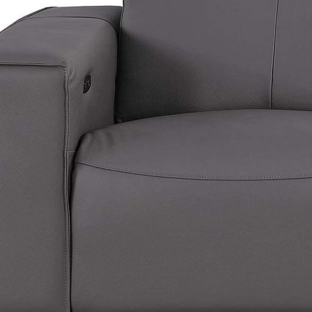 80" Black and Brown Leather Power Reclining Loveseat