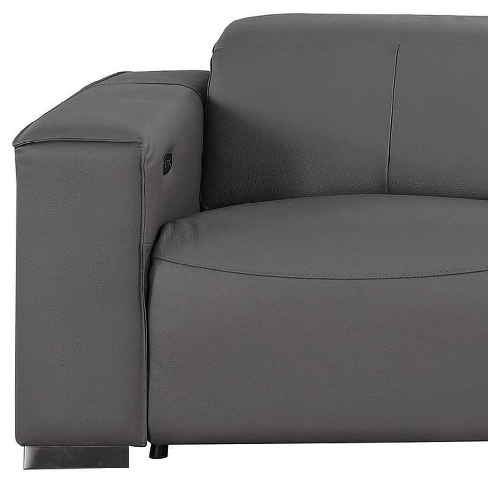 80" Black and Brown Leather Power Reclining Loveseat
