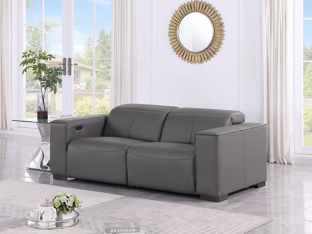 80" Black and Brown Leather Power Reclining Loveseat