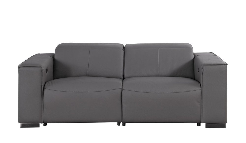 80" Black and Brown Leather Power Reclining Loveseat