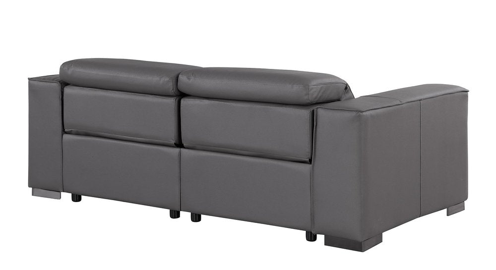 80" Black and Brown Leather Power Reclining Loveseat