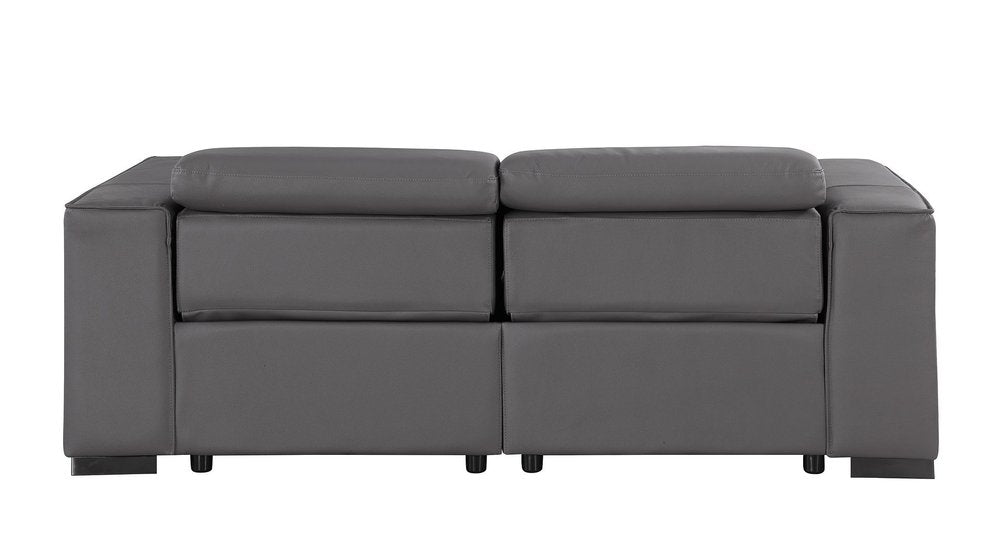 80" Black and Brown Leather Power Reclining Loveseat
