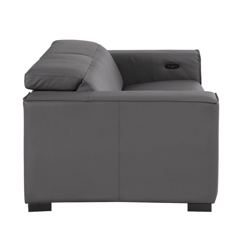 80" Black and Brown Leather Power Reclining Loveseat