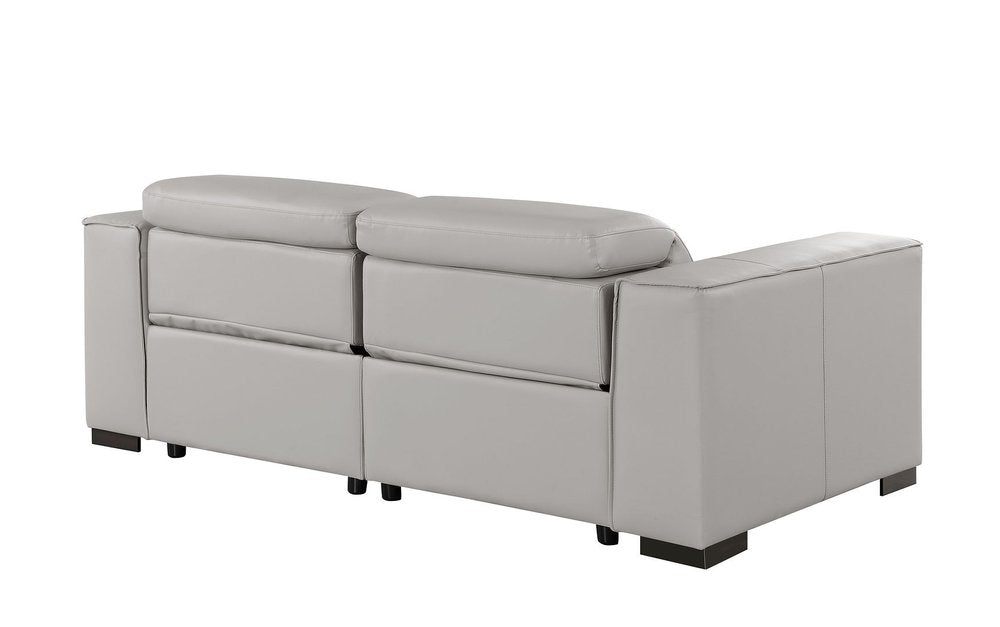 80" Light Gray and Brown Leather Power Reclining Loveseat