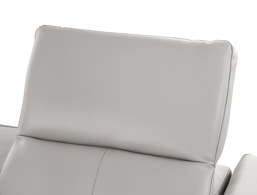 80" Light Gray and Brown Leather Power Reclining Loveseat