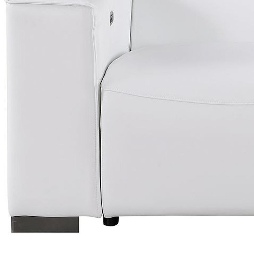 80" White and Brown Leather Power Reclining Loveseat