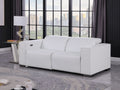 80" White and Brown Leather Power Reclining Loveseat