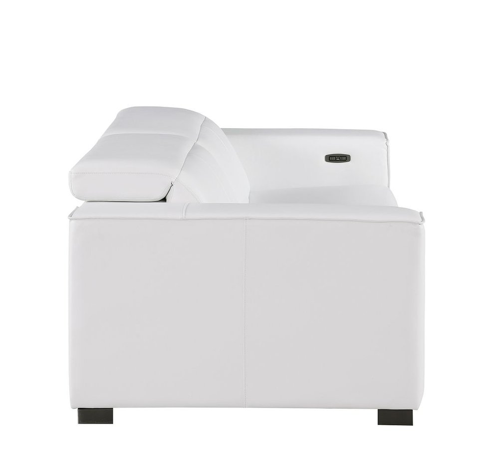80" White and Brown Leather Power Reclining Loveseat