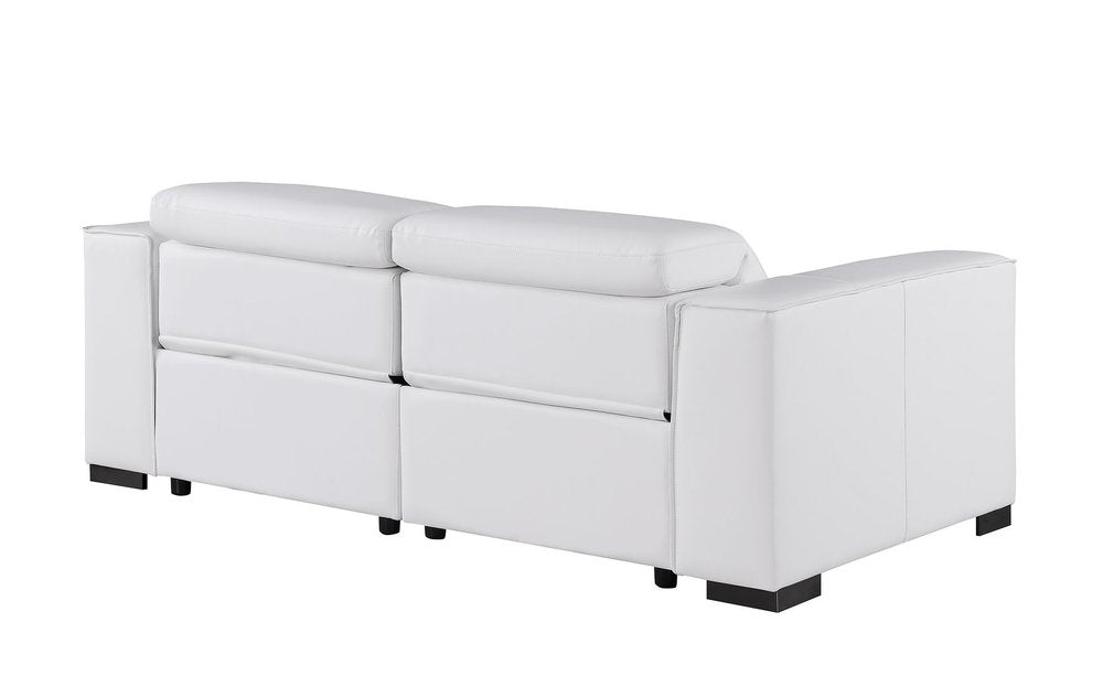 80" White and Brown Leather Power Reclining Loveseat