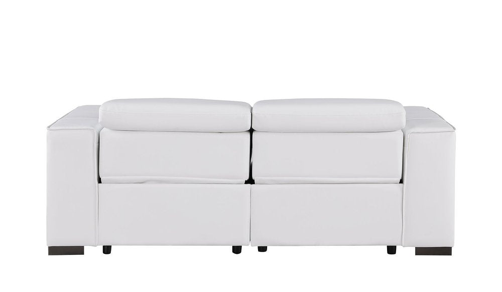 80" White and Brown Leather Power Reclining Loveseat
