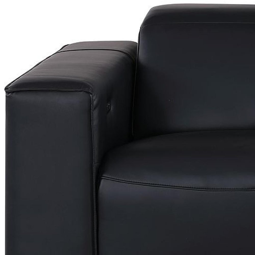 93" Black and Brown Leather Power Reclining Loveseat With Storage