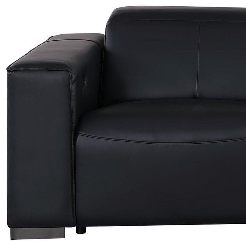 93" Black and Brown Leather Power Reclining Loveseat With Storage