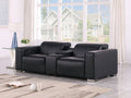 93" Black and Brown Leather Power Reclining Loveseat With Storage