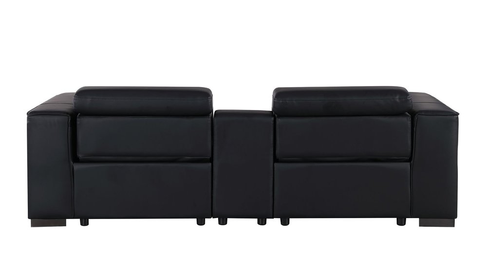 93" Black and Brown Leather Power Reclining Loveseat With Storage