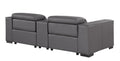93" Dark Gray and Brown Leather Power Reclining Loveseat With Storage