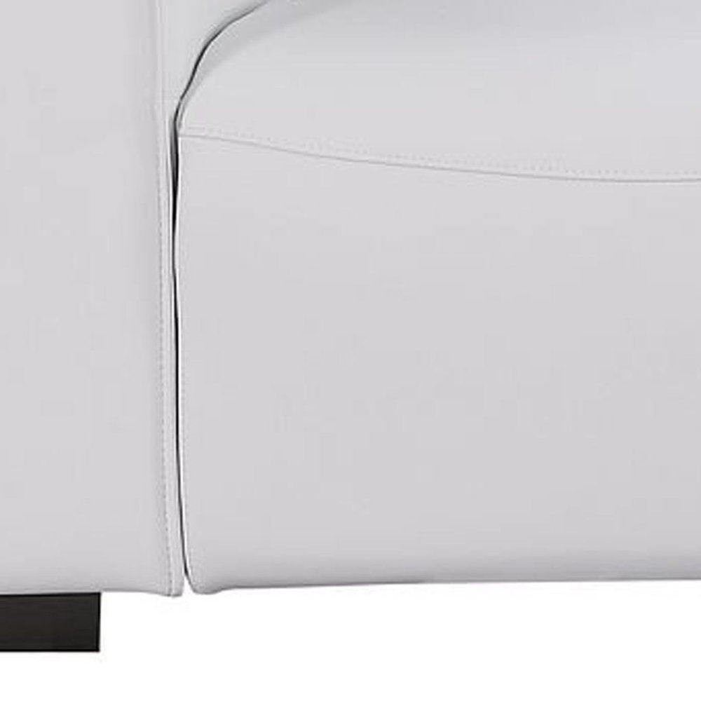 93" White and Brown Leather Power Reclining Loveseat With Storage