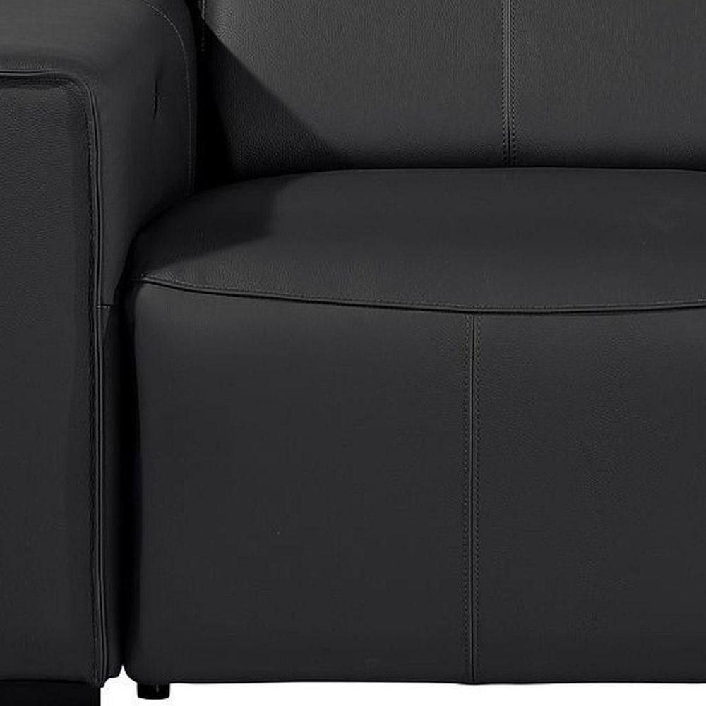 77" Black and Brown Italian Leather Power Reclining Loveseat With Storage
