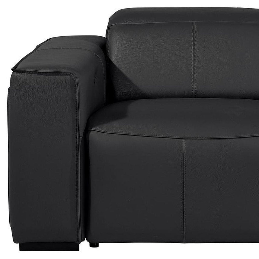 77" Black and Brown Italian Leather Power Reclining Loveseat With Storage