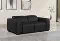 77" Black and Brown Italian Leather Power Reclining Loveseat With Storage