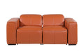 77" Orange and Brown Italian Leather Power Reclining Loveseat With Storage