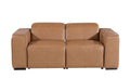 77" Brown and Black Italian Leather Power Reclining Loveseat With Storage