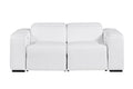 77" White and Brown Italian Leather Power Reclining Loveseat With Storage