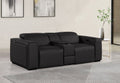 90" Black and Brown Italian Leather Power Reclining Loveseat With Storage